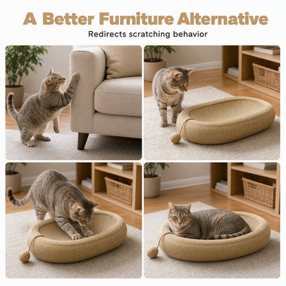 🎉 LIMITED TIME 49% OFF! 🐱 Wear-Resistant Sisal Cat Scratcher Bed – Durable Scratching Surface, Roomy Oval Shape & Included Cat Toy ✨