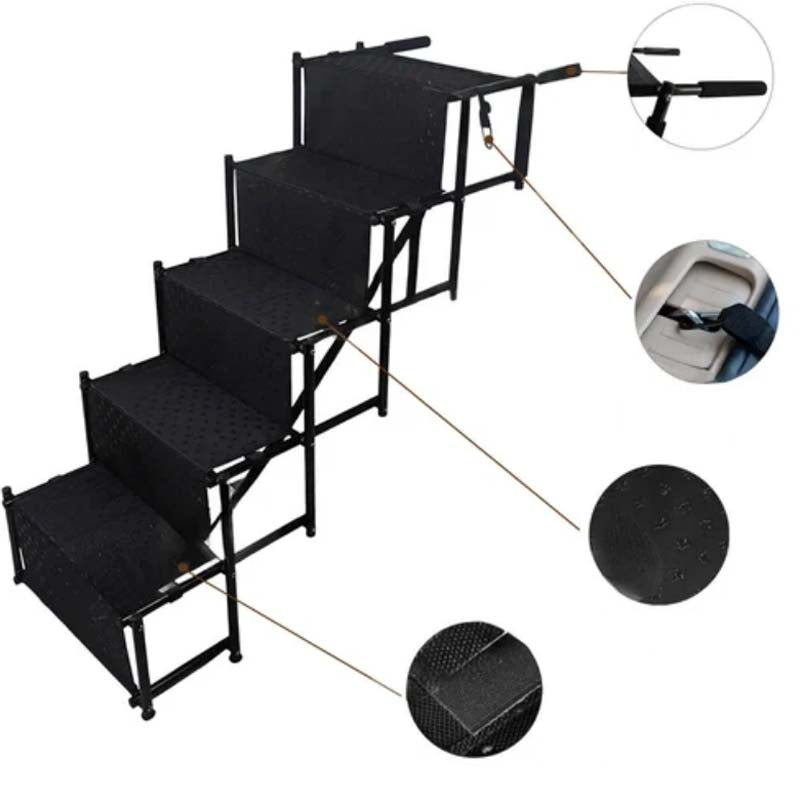 🐕 Portable Foldable Non-Slip Dog Car Stairs – 4-Step Heavy Duty Pet Steps