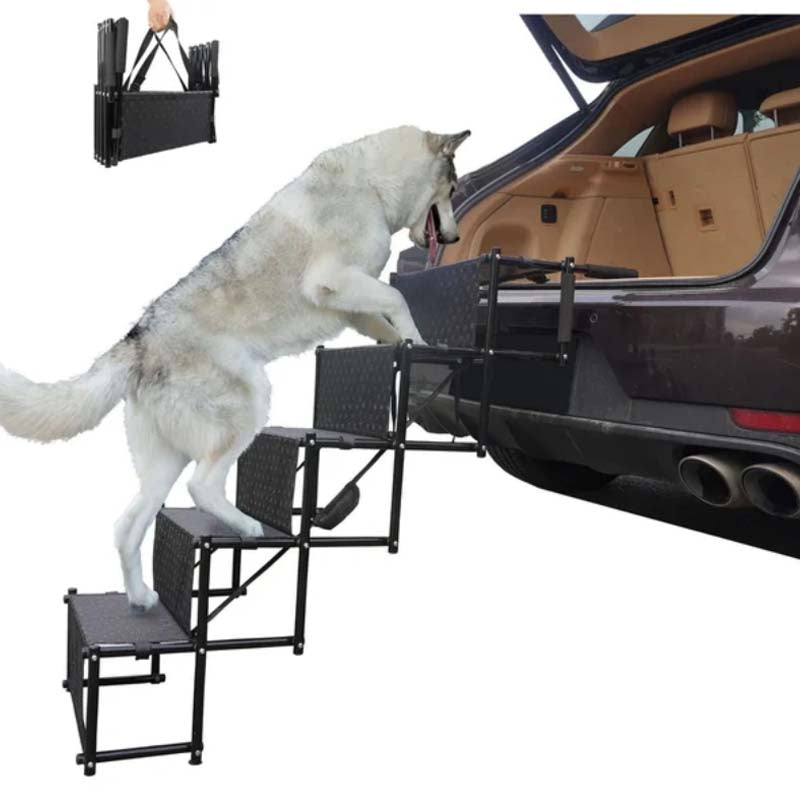 🐕 Portable Foldable Non-Slip Dog Car Stairs – 4-Step Heavy Duty Pet Steps