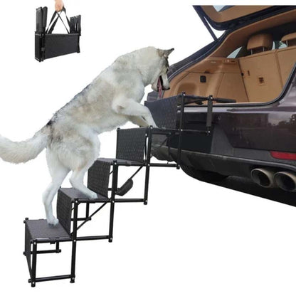 🐕 Portable Foldable Non-Slip Dog Car Stairs – 4-Step Heavy Duty Pet Steps