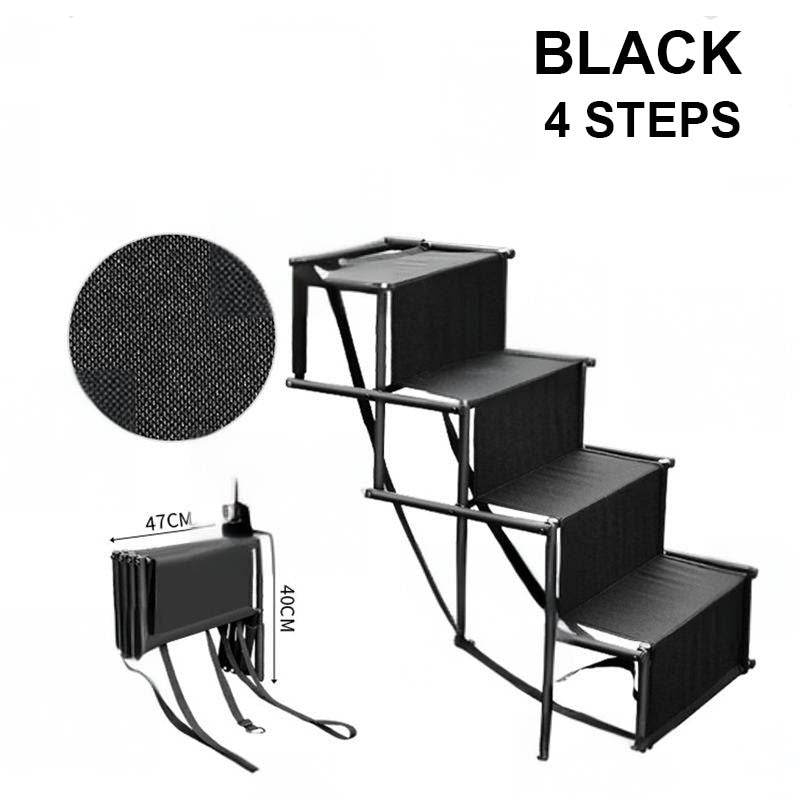 🐕 Portable Foldable Non-Slip Dog Car Stairs – 4-Step Heavy Duty Pet Steps