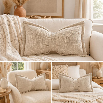 🎀 49% OFF NOW! 🛋️ Soft Chenille Bow-Shaped Throw Pillow – Ultra-soft, plush & decorative – Perfect for sofas, beds & cozy corners ✨