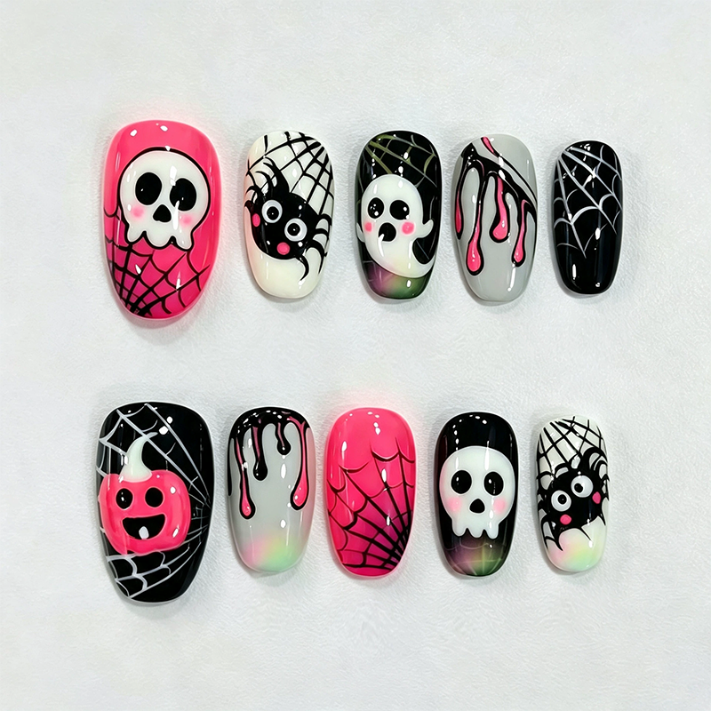 📢📢49% OFF !!⏰ 30PCS 🎃Halloween Press-On Nail Set
