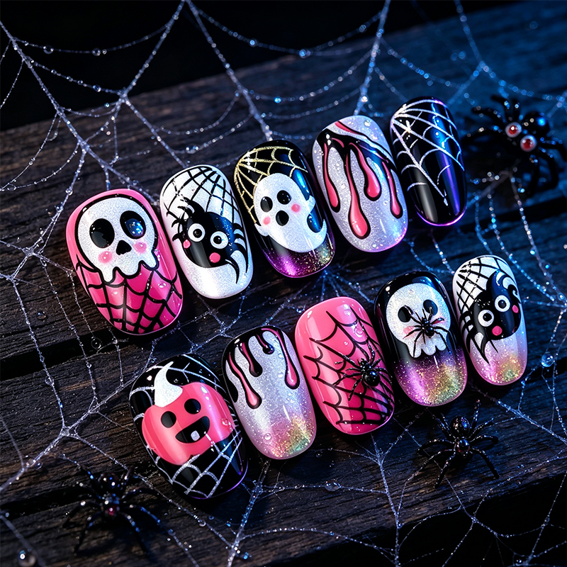 📢📢49% OFF !!⏰ 30PCS 🎃Halloween Press-On Nail Set