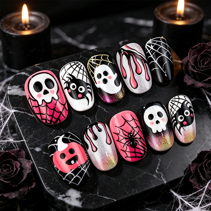 📢📢49% OFF !!⏰ 30PCS 🎃Halloween Press-On Nail Set