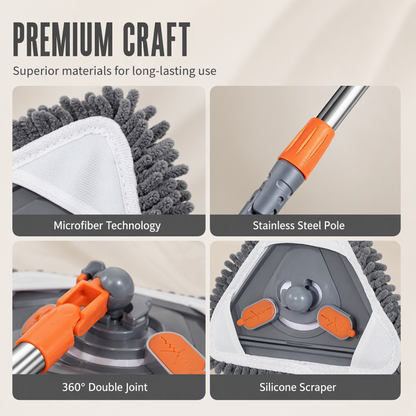 🧹 49% OFF NOW! 🎁 Triangular Cleaning Mop with Extendable Pole – 360° swivel, washable pads & lightweight – Cleans floors, walls & corners with ease ✨