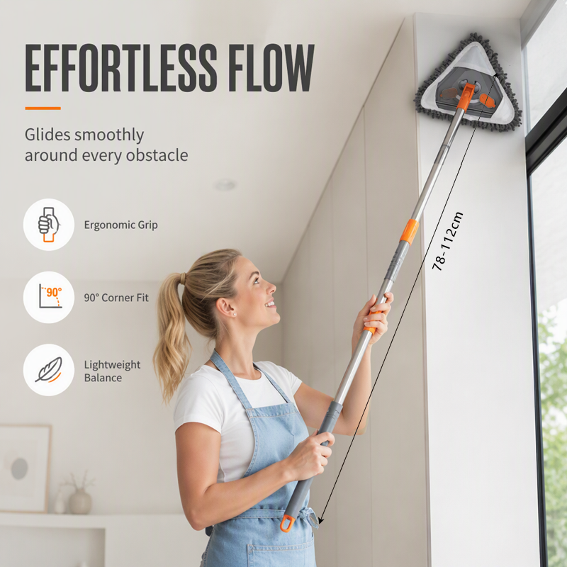 🧹 49% OFF NOW! 🎁 Triangular Cleaning Mop with Extendable Pole – 360° swivel, washable pads & lightweight – Cleans floors, walls & corners with ease ✨