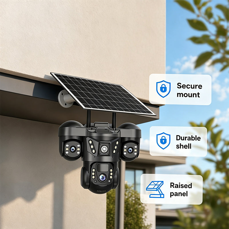 📹Triple Lens Solar WiFi Security Camera