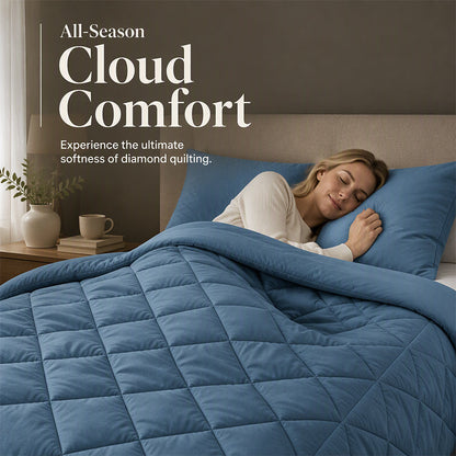 🛏️49% OFF NOW! 3-Piece Quilted Comforter Set with Shams – All Season Cloud Soft Bedding Set, Diamond Quilted Bed Comforter for Bedroom Guest Room