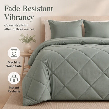 🛏️49% OFF NOW! 3-Piece Quilted Comforter Set with Shams – All Season Cloud Soft Bedding Set, Diamond Quilted Bed Comforter for Bedroom Guest Room