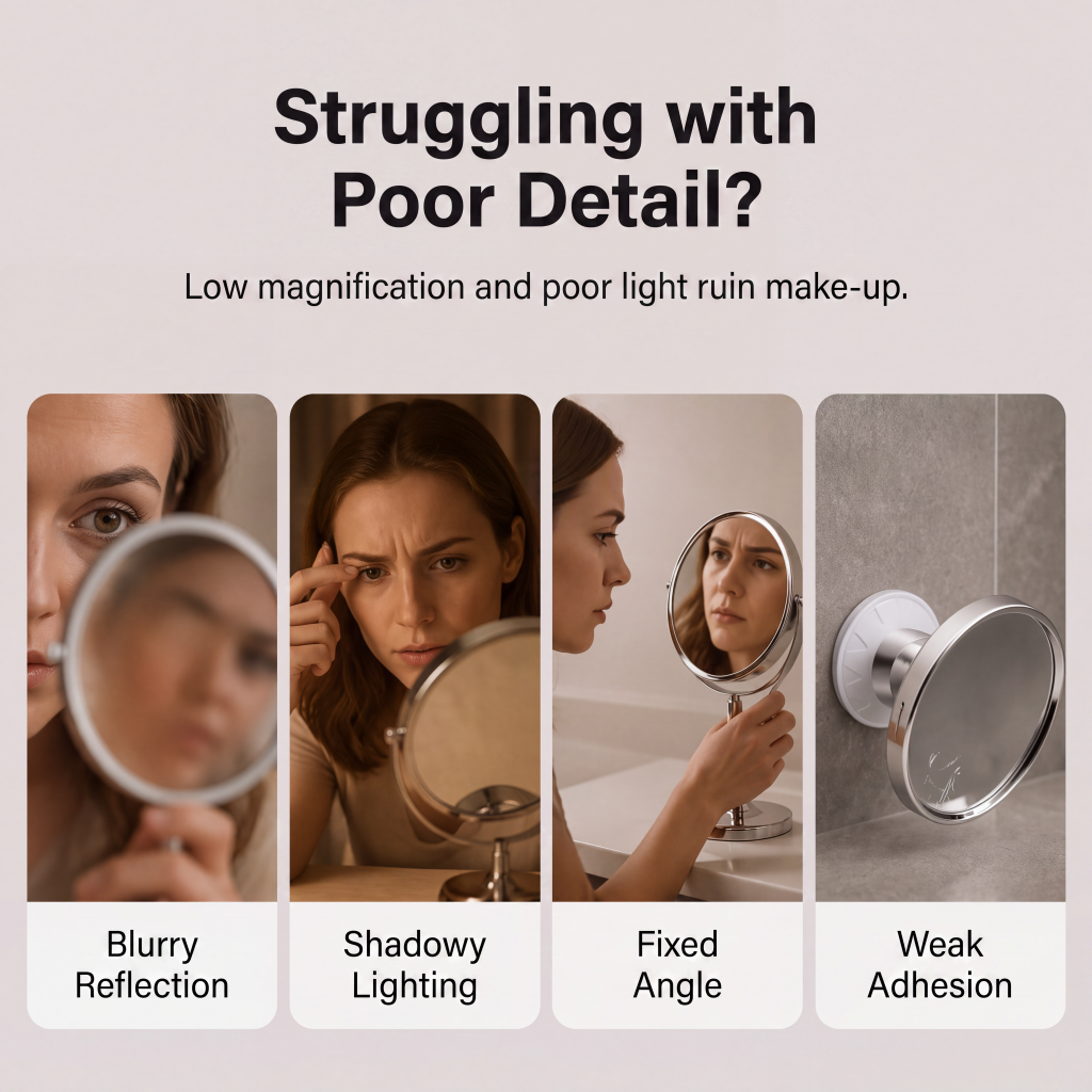 ⏳🔥LIMITED-TIME 49% OFF! ⏰10x Magnifying Makeup Mirror with LED Light and Suction Cup