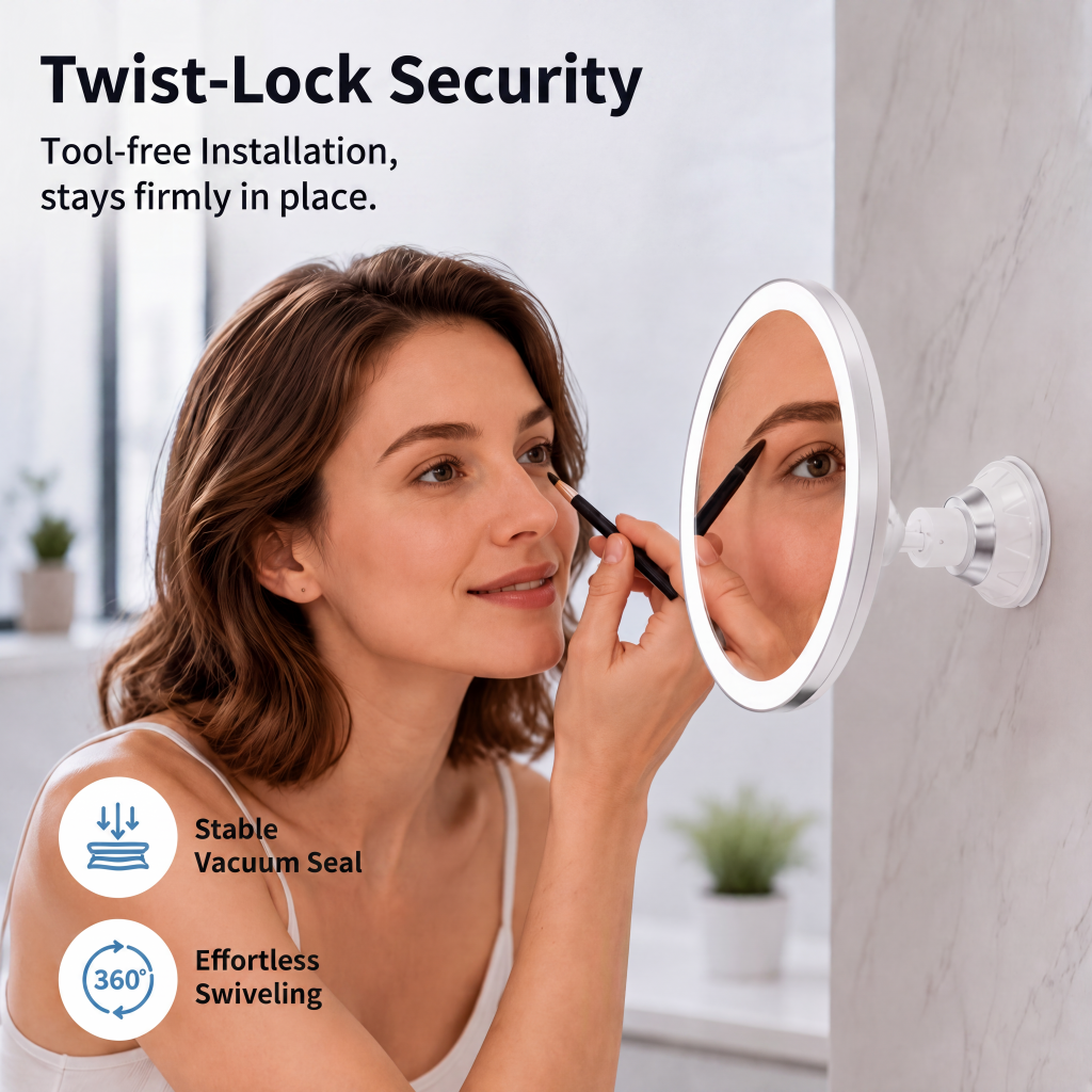 ⏳🔥LIMITED-TIME 49% OFF! ⏰10x Magnifying Makeup Mirror with LED Light and Suction Cup