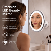 ⏳🔥LIMITED-TIME 49% OFF! ⏰10x Magnifying Makeup Mirror with LED Light and Suction Cup