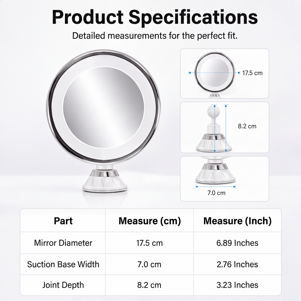 ⏳🔥LIMITED-TIME 49% OFF! ⏰10x Magnifying Makeup Mirror with LED Light and Suction Cup