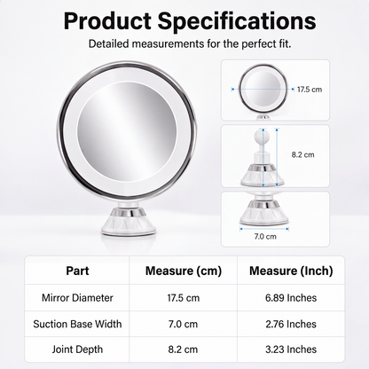 ⏳🔥LIMITED-TIME 49% OFF! ⏰10x Magnifying Makeup Mirror with LED Light and Suction Cup