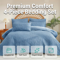 🛏️ Solid Color 100% Cotton Bedding 4-Piece Set