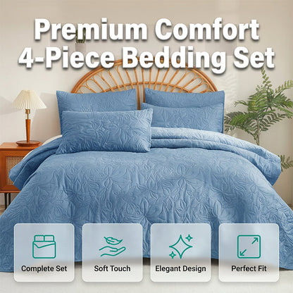🛏️ Solid Color 100% Cotton Bedding 4-Piece Set