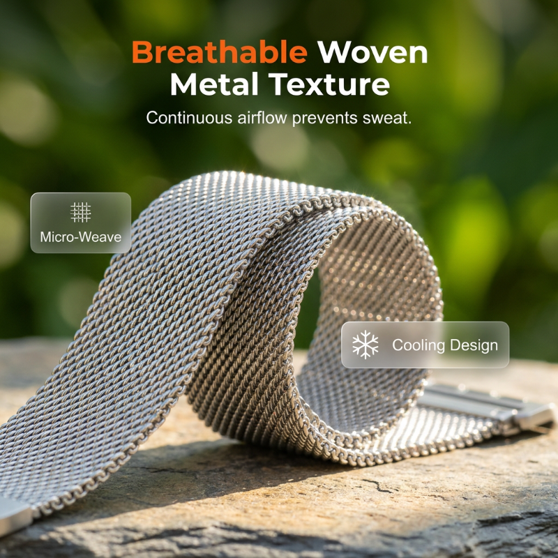 ⌚ 49% OFF NOW! 🛡️ Stainless Steel Mesh Watch Band – Breathable, Flexible Fit & Secure Clasp – Upgrade Your Smartwatch 🖤