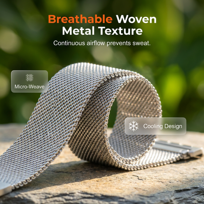 ⌚ 49% OFF NOW! 🛡️ Stainless Steel Mesh Watch Band – Breathable, Flexible Fit & Secure Clasp – Upgrade Your Smartwatch 🖤