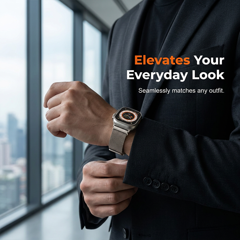 ⌚ 49% OFF NOW! 🛡️ Stainless Steel Mesh Watch Band – Breathable, Flexible Fit & Secure Clasp – Upgrade Your Smartwatch 🖤