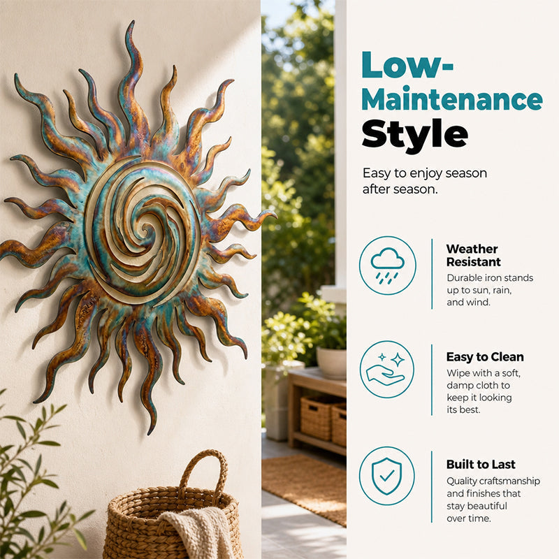 ☀️ Save 49%! 🖼️ Metal Sun Wall Art – Silhouette design, rustic & decorative ✨