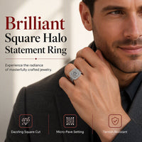 🎁2026 New Arrivals 49% OFF💥Elegant Sparkly Square Halo Ring