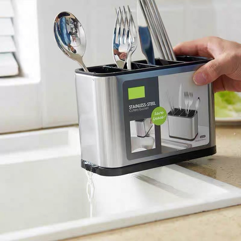 🍴 LIMITED‑TIME 49% OFF! ⚡ Space‑Saving Stainless Steel Kitchen Utensil Holder – Tidy, Drainable, Compact ✨