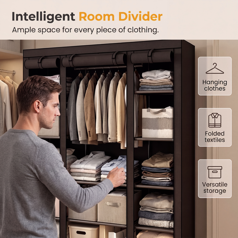 ⏳🔥LIMITED-TIME 49% OFF! ⏰Easy-to-assemble non-woven fabric wardrobe