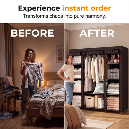 ⏳🔥LIMITED-TIME 49% OFF! ⏰Easy-to-assemble non-woven fabric wardrobe