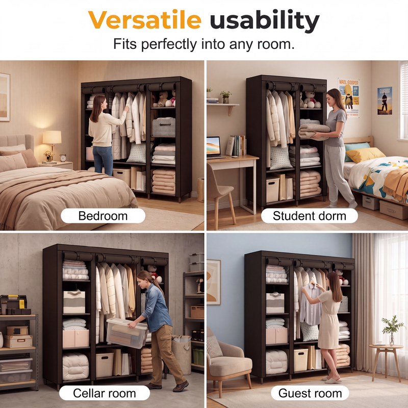 ⏳🔥LIMITED-TIME 49% OFF! ⏰Easy-to-assemble non-woven fabric wardrobe