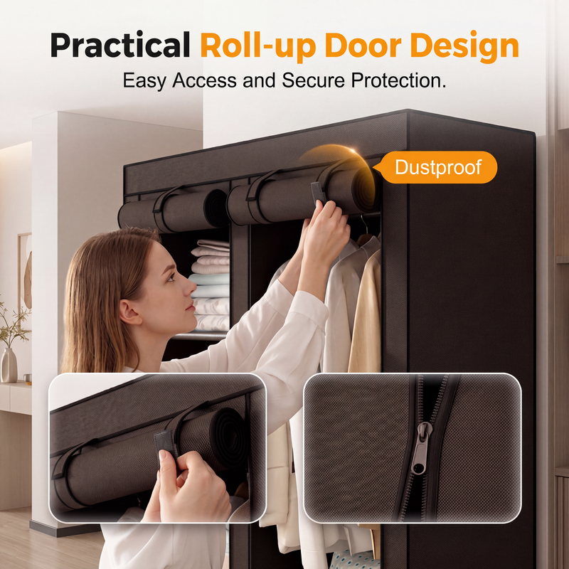 ⏳🔥LIMITED-TIME 49% OFF! ⏰Easy-to-assemble non-woven fabric wardrobe