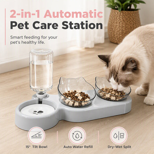 🔥2026 Hot Sale 49% OFF✨⚡ 50K+ SOLD! 🎁2-in-1 Ergonomic Elevated Tilted Pet Bowl