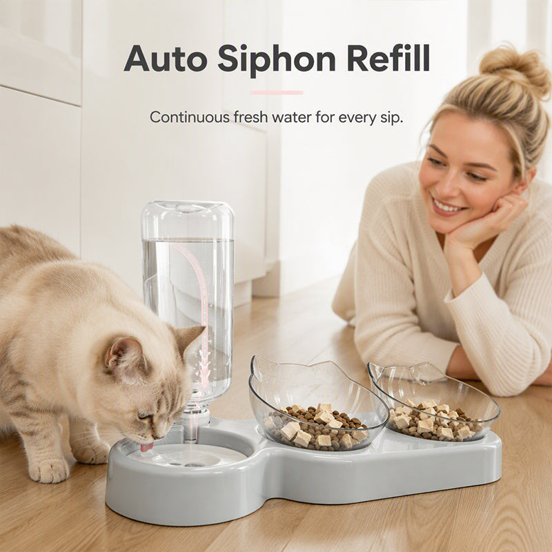 2-in-1 Ergonomic Elevated Tilted Pet Bowl