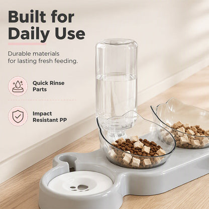 2-in-1 Ergonomic Elevated Tilted Pet Bowl