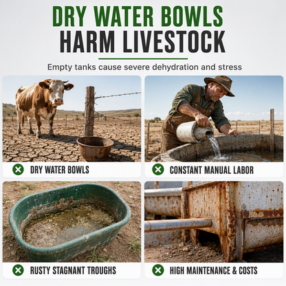 ⏳🔥LIMITED-TIME 49% OFF! ⏰🐄 Automatic 304 Stainless Steel Drinking Bowl with Float and Drain Hole for Cattle Horses Sheep and Dogs 🤖