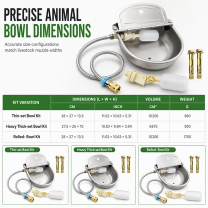 ⏳🔥LIMITED-TIME 49% OFF! ⏰🐄 Automatic 304 Stainless Steel Drinking Bowl with Float and Drain Hole for Cattle Horses Sheep and Dogs 🤖