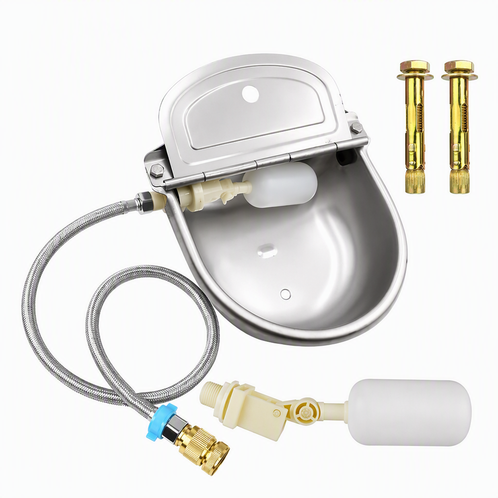 ⏳🔥LIMITED-TIME 49% OFF! ⏰🐄 Automatic 304 Stainless Steel Drinking Bowl with Float and Drain Hole for Cattle Horses Sheep and Dogs 🤖