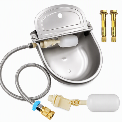 ⏳🔥LIMITED-TIME 49% OFF! ⏰🐄 Automatic 304 Stainless Steel Drinking Bowl with Float and Drain Hole for Cattle Horses Sheep and Dogs 🤖