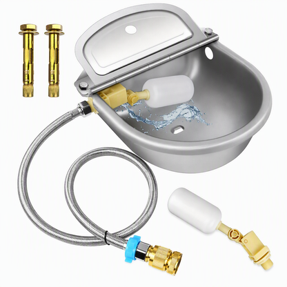 ⏳🔥LIMITED-TIME 49% OFF! ⏰🐄 Automatic 304 Stainless Steel Drinking Bowl with Float and Drain Hole for Cattle Horses Sheep and Dogs 🤖