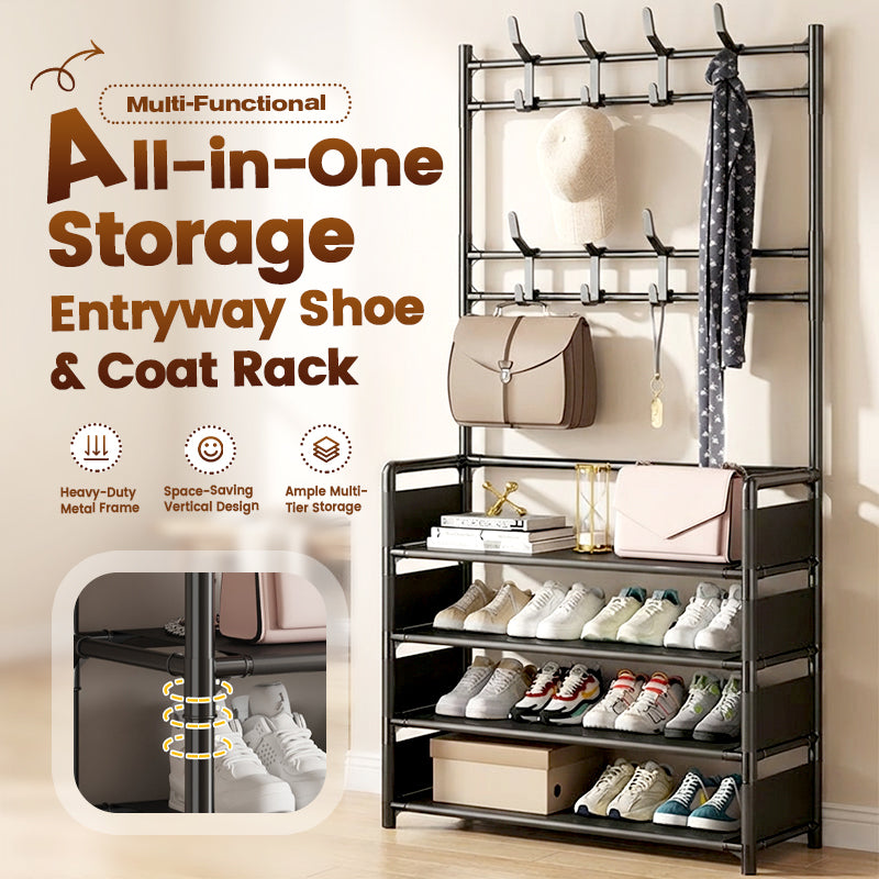 ⏳🔥LIMITED-TIME 49% OFF! ⏰Multi-Functional Entryway Shoe & Coat Rack🧥Multi-Functional Entryway Shoe & Coat Rack