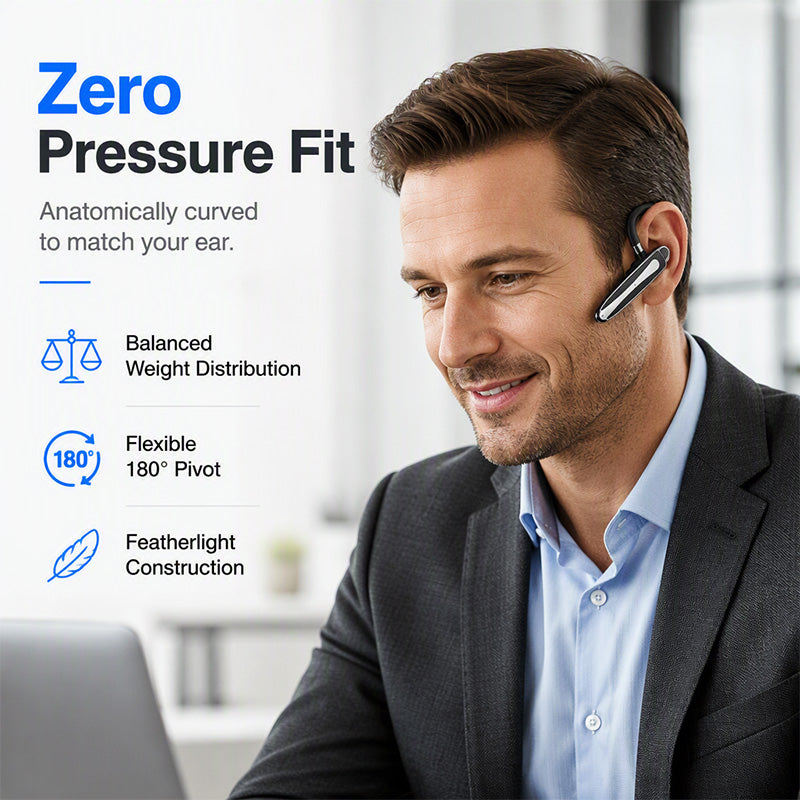 🔊 LIMITED‑TIME 49% OFF! ✨Waterproof Bluetooth Earpiece – Bluetooth5.1, Dual‑Mic Noise Reduction, 180° Rotatable Ear‑Hook ✨