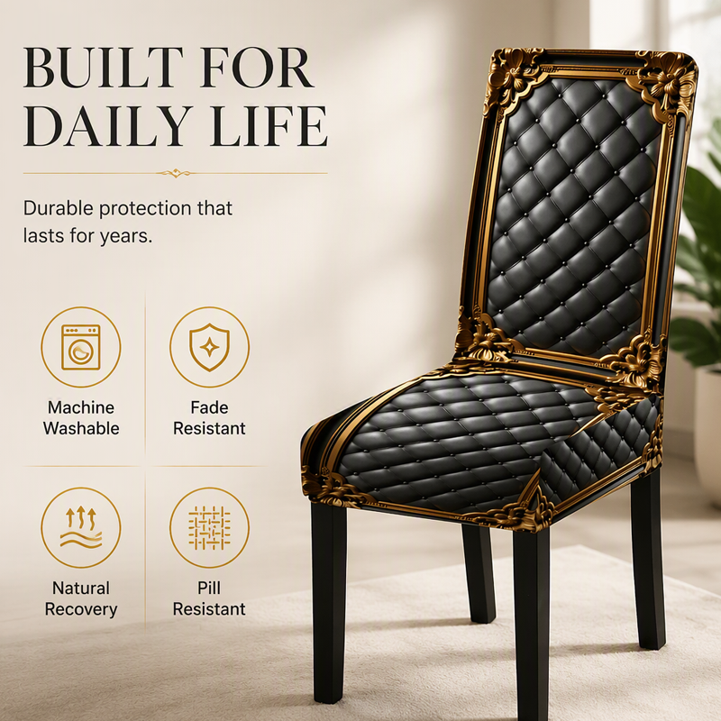 🪑 LIMITED-TIME 49% OFF ✨ Washable Baroque Chair Cover — Stretch Fit, Royal Gold Pattern