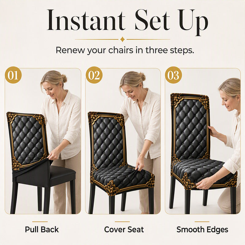 🪑 LIMITED-TIME 49% OFF ✨ Washable Baroque Chair Cover — Stretch Fit, Royal Gold Pattern