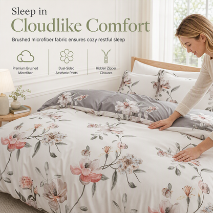 🛏️ LIMITED‑TIME 49% OFF! 💐 All Season Brushed Floral Bedding Set – Soft, Reversible, Decorative ✨