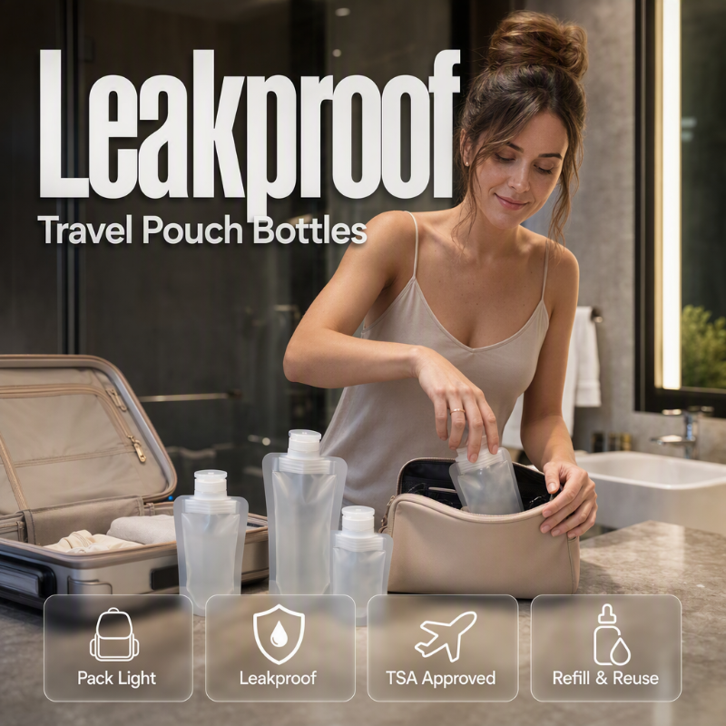 ✈️ LIMITED‑TIME 49% OFF! 🧴 23,418 Happy Travelers – Portable Travel Fluid Makeup Packing Bag (10 Pcs) – Leak-Proof, Transparent & Reusable 🧳