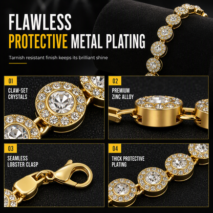 💎Men's Hip Hop Round Rhinestone Necklace Fully Paved Crystal Chain for Street Dance✨