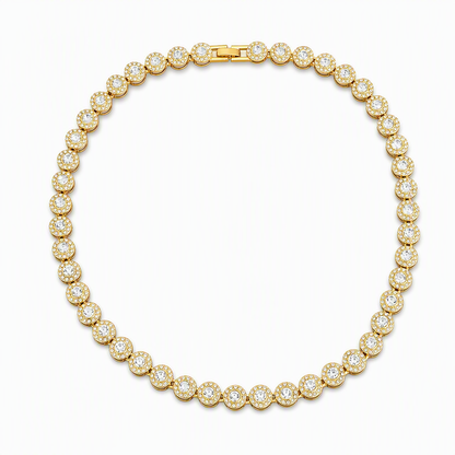 💎Men's Hip Hop Round Rhinestone Necklace Fully Paved Crystal Chain for Street Dance✨