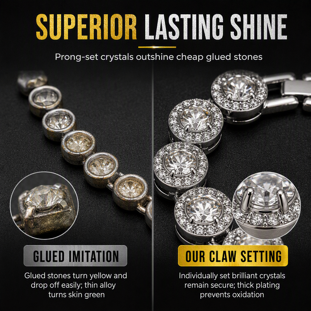 💎Men's Hip Hop Round Rhinestone Necklace Fully Paved Crystal Chain for Street Dance✨