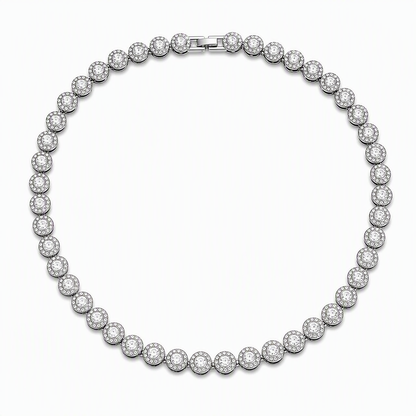 💎Men's Hip Hop Round Rhinestone Necklace Fully Paved Crystal Chain for Street Dance✨