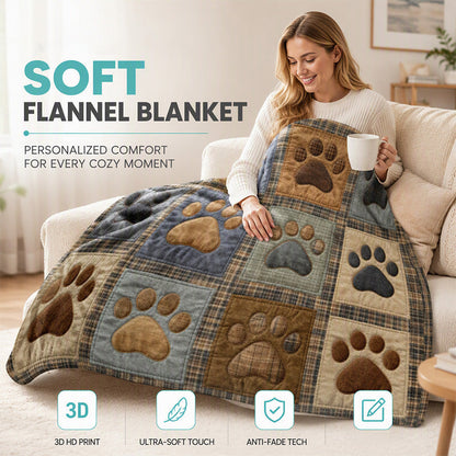 🐶LIMITED‑TIME 49% OFF! 🐾Cute Paw Print Soft Flannel Blanket – Snuggly, Warm, Lovely Home Decor 🛌